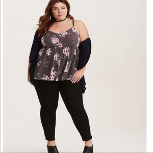 Torrid gray with flowers baby doll shirt